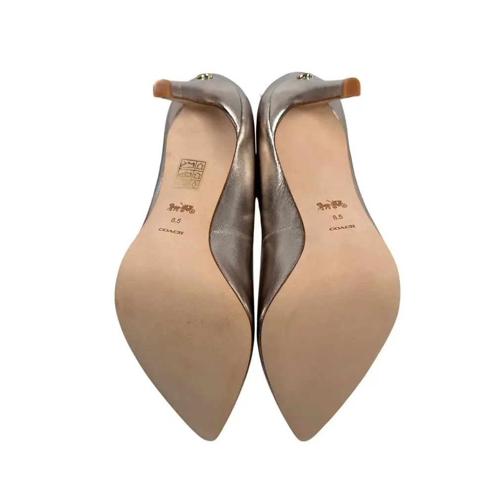 Coach Skyler‎ Pumps Womens 8.5 Metallic Champagne Gold Stiletto Heel Pointed Toe